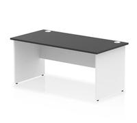 Impulse 1600x800mm Straight Office Desk Black Top White Panel End Leg
