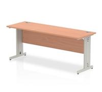 Dynamic Rectangular Office Desk Beech MFC Cable Managed Cantilever Leg Silver Frame Impulse 1800 x 600 x 730mm