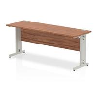 Dynamic Rectangular Office Desk Walnut MFC Cable Managed Cantilever Leg Silver Frame Impulse 1800 x 600 x 730mm