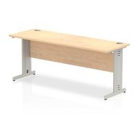Impulse 1800 x 600mm Straight Office Desk Maple Top Silver Cable Managed Leg