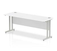 Dynamic Impulse 1800/600 Rectangle Silver Cantilever Leg Desk White