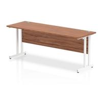Dynamic Rectangular Office Desk Walnut MFC Cantilever Leg White Frame Impulse 1800 x 600 x 730mm