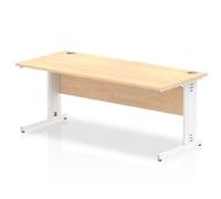 Impulse 1800 x 800mm Straight Office Desk Maple Top White Cable Managed Leg