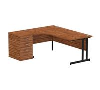 Impulse 1800 L Crescent Desk Walnut Black Cantilever 600 Desk High Ped