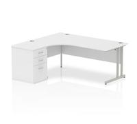 Dynamic Corner Left Hand Desk White MFC Cantilever Leg Grey Frame Impulse 1800 x 1200 x 730 mm