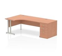 Impulse 1800mm Left Crescent Beech 800 Ped