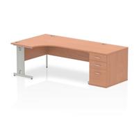 Impulse 1800mm Left Crescent Beech Silver 800