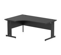 Impulse 1800mm Left Crescent Office Desk Black Top Black Cable Managed Leg