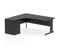 Impulse 1800 LH Crescent Desk Black/Black Cable Managed Leg 600 DH Ped