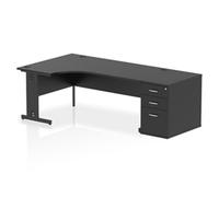 Impulse 1800 LH Crescent Desk Black/Black Cable Managed Leg 800 DH Ped