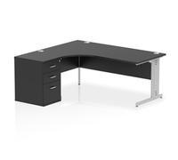 Impulse 1800 LH Crescent Desk Black/Silver Cable Managed 600 DH Ped