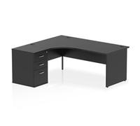 Impulse 1800mm Left Crescent Office Desk Black Top Panel End Leg Workstation 600