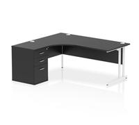 Impulse 1800 LH Crescent Desk Black/White Cantilever 600 Desk High Ped