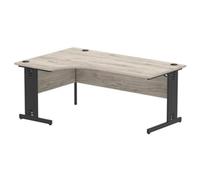 Impulse 1800 LH Crescent Desk Grey Oak/Black Cable Managed Leg