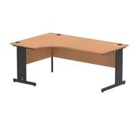 Impulse 1800 LH Crescent Office Desk Oak Top Black Cable Managed Leg