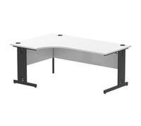 Impulse 1800 LH Crescent Office Desk White Top Black Cable Managed Leg