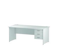 Dynamic Rectangular Office Desk White MFC Panel End Leg White Frame Impulse 1 x 3 Drawer Fixed Ped 1800 x 800 x 730mm