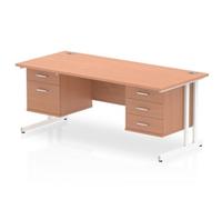 Impulse 1800 Rectangle White Cant Leg Desk Beech 1 x 2 - MI001727
