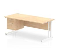 Impulse 1800 Rectangle White Cant Leg Desk Maple 1 x 2 - MI002438
