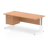 Impulse 1800 Rectangle White Cant Leg Desk Oak 1 x 2 - MI002664