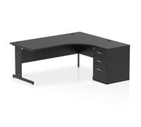 Impulse 1800 RH Crescent Desk Black/Black Cable Managed Leg 600 DH Ped