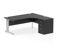 Impulse 1800 RH Crescent Desk Black/Silver Cable Managed 600 DH Ped