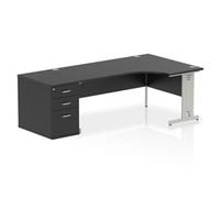 Impulse 1800 RH Crescent Desk Black/Silver Cable Managed 800 DH Ped
