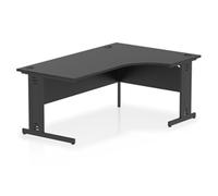 Impulse 1800mm Right Crescent Office Desk Black Top Black Cable Managed Leg