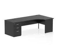 Impulse 1800 RH Crescent Desk Black Top Panel End 800 Desk High Ped