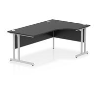 Impulse 1800 RH Crescent Desk Black Top Silver Cantilever Leg