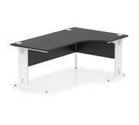 Impulse 1800 RH Crescent Desk Black Top White Cable Managed Leg