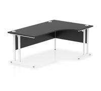 Impulse 1800 RH Crescent Desk Black Top White Cantilever Leg