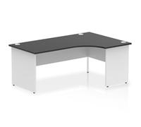 Impulse 1800 RH Crescent Desk Black Top White Panel End Leg