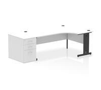 Impulse 1800 RH Crescent Desk Cable Managed Leg White/Black 800 DH Ped