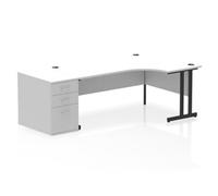 Impulse 1800 RH Crescent Desk Cantilever White/Black 800 Desk High Ped