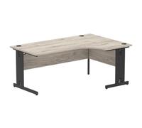 Impulse 1800 RH Crescent Desk Grey Oak Top Black Cable Managed Leg