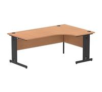 Impulse 1800 RH Crescent Desk Oak Top Black Cable Managed Leg