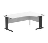Impulse 1800 RH Crescent Desk White Top Black Cable Managed Leg