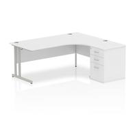 Impulse 1800 Right Hand Cantilever Workstation 600 Pedestal White