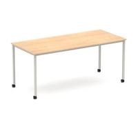 Impulse 1800 Straight Table Maple Top Silver Box Frame Leg Castors