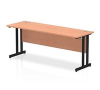 Impulse 1800 x 600mm Straight Desk Beech Top Black Cantilever Leg