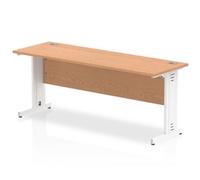 Impulse 1800 x 600mm Straight Desk Oak Top White Cable Managed Leg