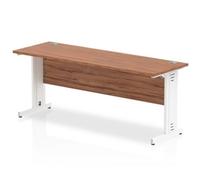 Impulse 1800 x 600mm Straight Desk Walnut Top White Cable Managed Leg