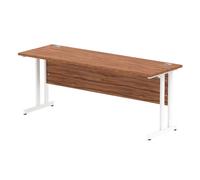 Impulse 1800 X 600Mm Straight Desk Walnut Top White Cantilever Leg MI001918