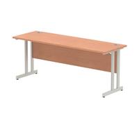 Impulse 1800 x 600mm Straight Office Desk Beech Top Silver Cantilever Leg