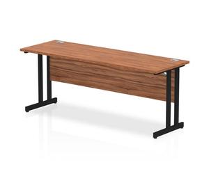 Impulse 1800 x 600mm Straight Office Desk Walnut Top Black Cantilever Leg