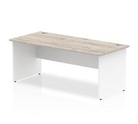 Impulse 1800 x 800mm Straight Desk Grey Oak Top White Panel End Leg