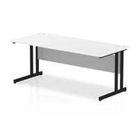 Impulse 1800 x 800mm Straight Desk White Top Black Cantilever Leg