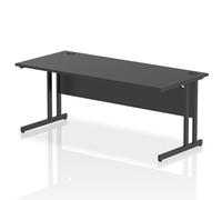 Impulse 1800 x 800mm Straight Office Desk Black Top Black Cantilever Leg