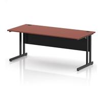 Impulse 1800 x 800mm Straight Office Desk Brick Red Top Black Cantilever Leg